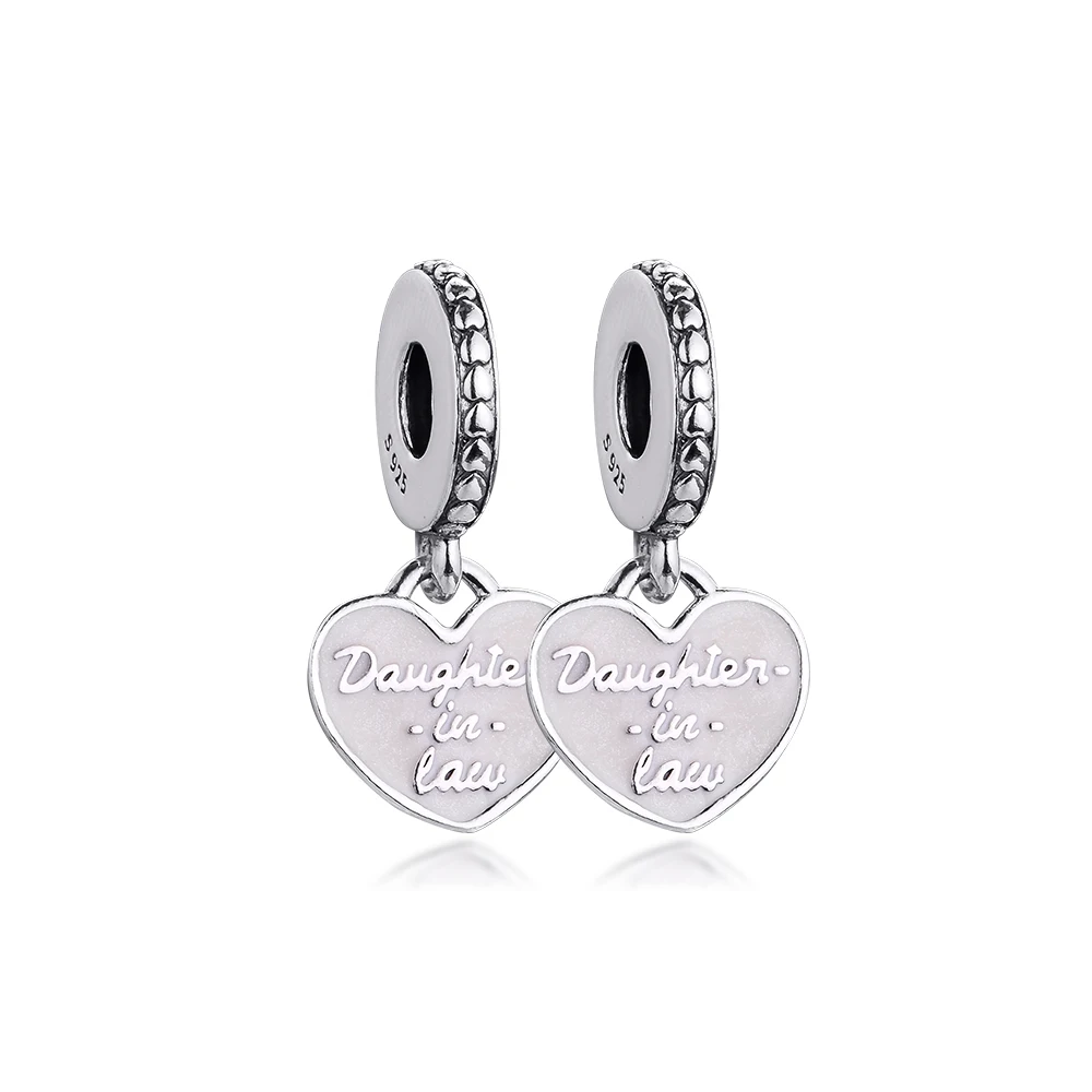 

CKK Silver 925 Jewelry Daughter- & Mother in Law Split Dangle Charm Fits Original Bracelets Sterling Beads
