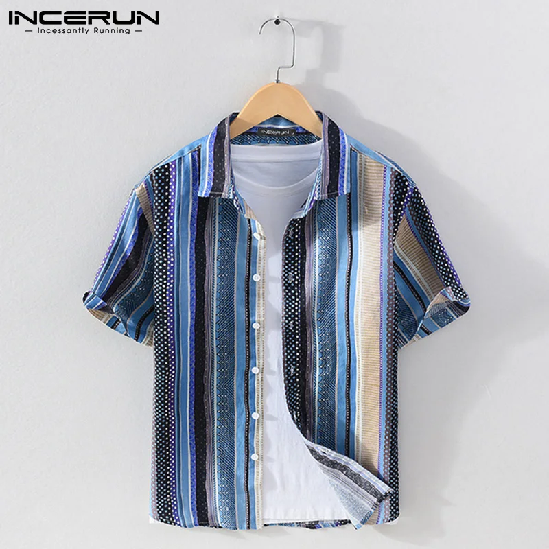 Summer Men Casual Shirt Striped Vintage Lapel Short Sleeve Streetwear Men Hawaiian Shirts Breathable 2021 Camisas S-3XL INCERUN
Summer Men Casual Shirt Striped Vintage Lapel Short Sleeve Streetwear Men Hawaiian Shirts Breathable 2021 Camisas S-3XL INCERUN