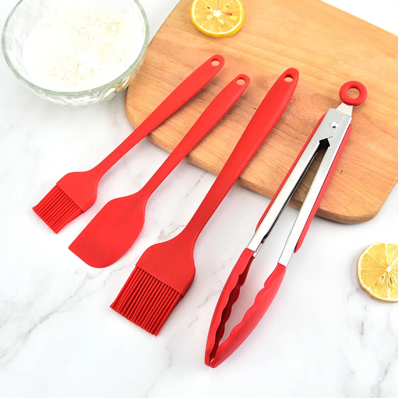 Large and small silicone oil brush, silicone spatula, silicone food clip, 4-piece set, baking and barbecue kitchen tool set
Large and small silicone oil brush, silicone spatula, silicone food clip, 4-piece set, baking and barbecue kitchen tool set