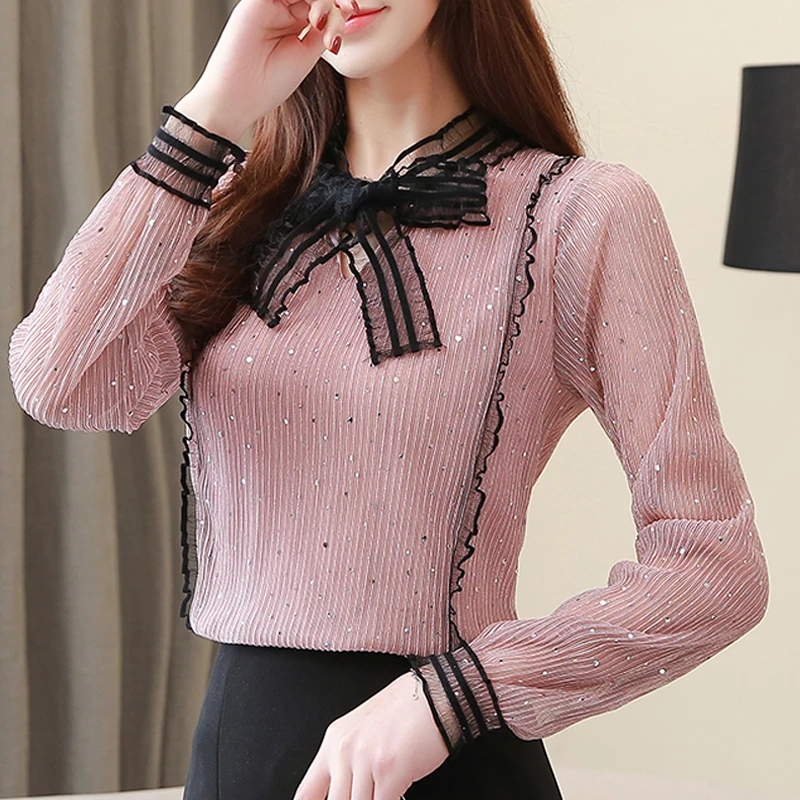 New arrival 2020 Spring Blouse Women Fashion Sequins Blouse Shirt Female Long Sleeve Bow tie Office Lady Clothing Tops 912J
New arrival 2020 Spring Blouse Women Fashion Sequins Blouse Shirt Female Long Sleeve Bow tie Office Lady Clothing Tops 912J