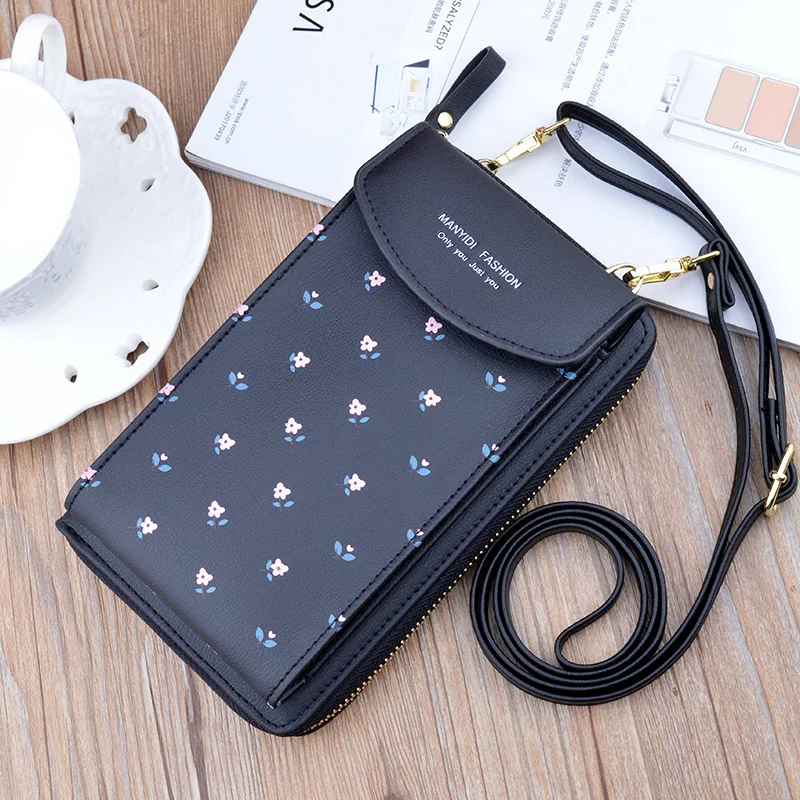 

New Mobile Phone Bag Ladies Parcel Vertical Zipper Wallet Korean Fashion Print Large Capacity Shoulder Bag Diagonal Bag