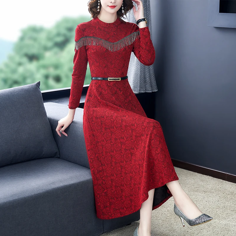 2022 Autumn Vintage Red Sequins prom Dresses Winter Casual Long Sleeve Maxi Dress Elegant Women Bodycon Party evening Vestidos
2022 Autumn Vintage Red Sequins prom Dresses Winter Casual Long Sleeve Maxi Dress Elegant Women Bodycon Party evening Vestidos