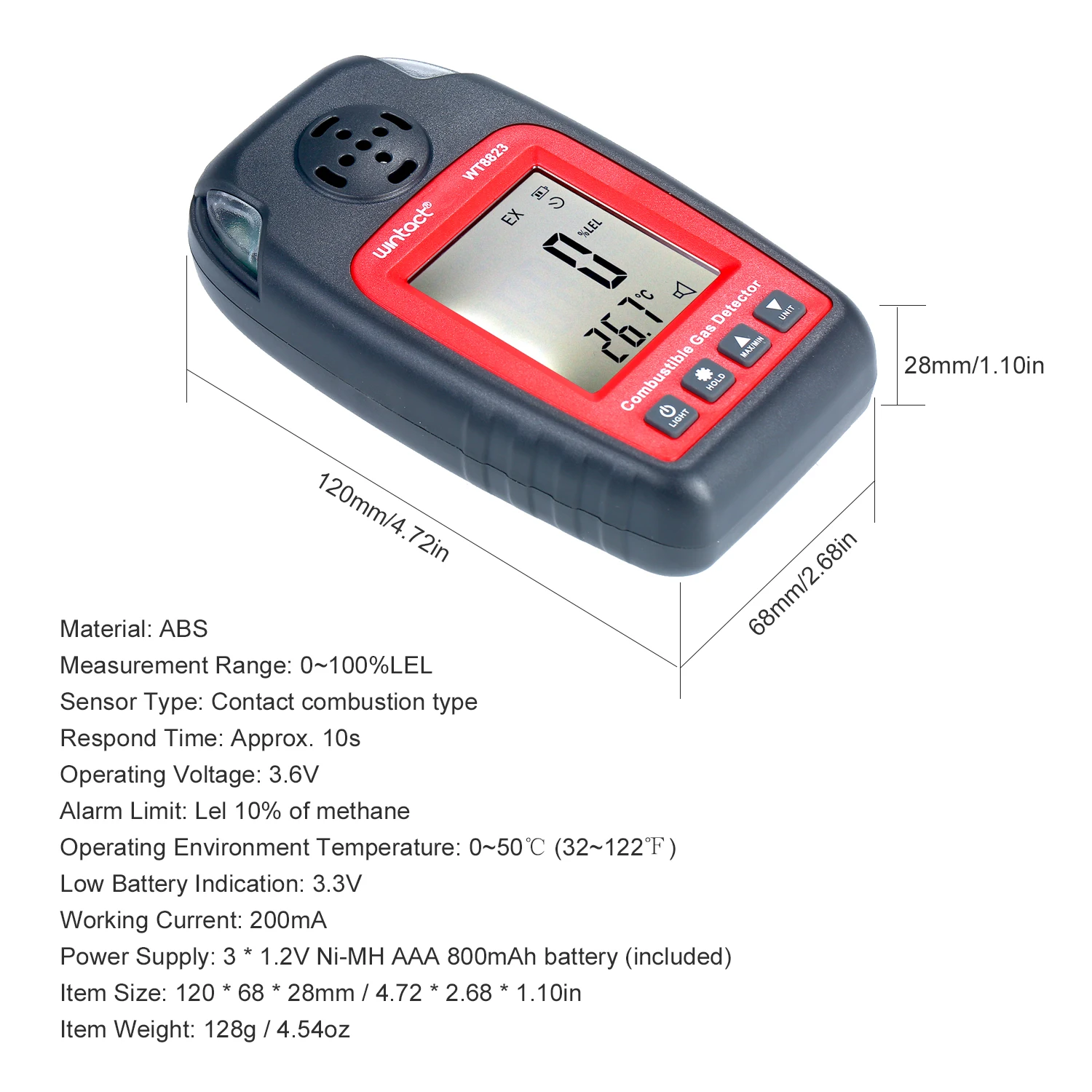 wintact WT8823 Combustible Gas Detector Gas Testing Instrument Digital Flammable Gas Tester Inflammable Detector with USB Cable
wintact WT8823 Combustible Gas Detector Gas Testing Instrument Digital Flammable Gas Tester Inflammable Detector with USB Cable