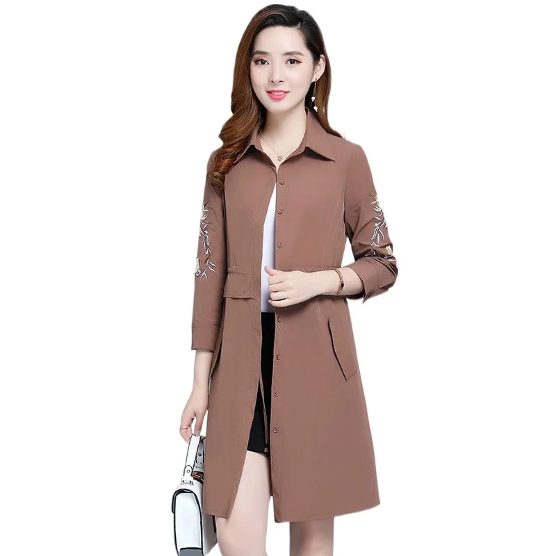 Women's windbreaker jacket autumn new 2021 Korean version of slim and thin mid-length embroidered spring
Women's windbreaker jacket autumn new 2021 Korean version of slim and thin mid-length embroidered spring