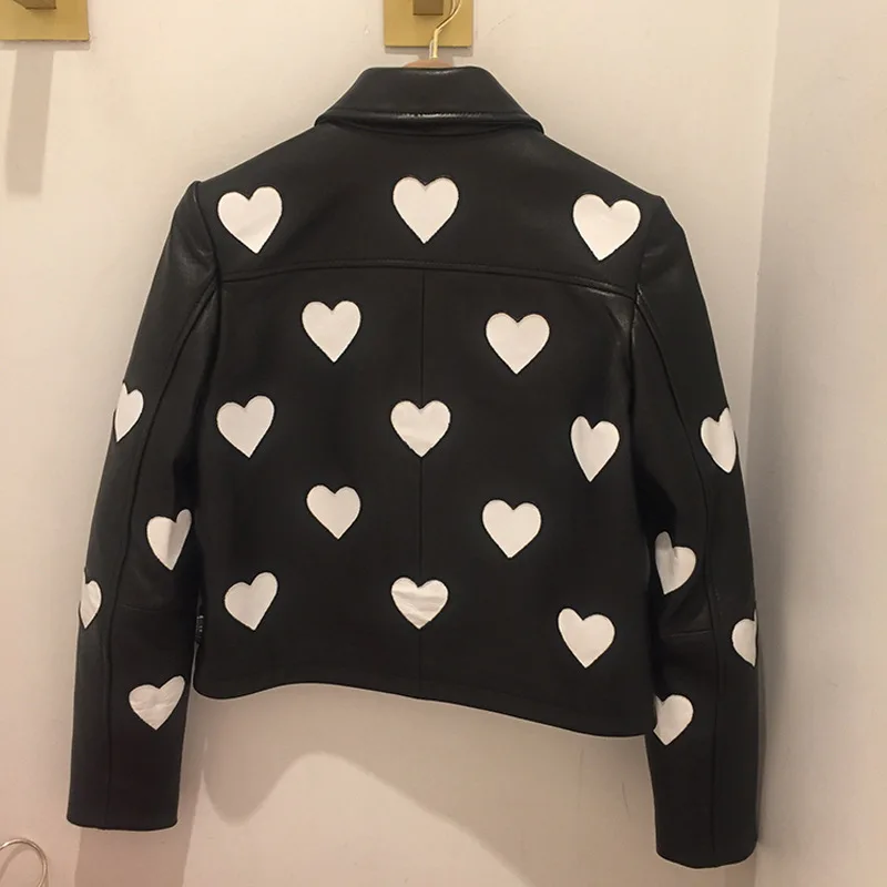 SALE! SIZE S ! 2021 Spring Autumn Women Sweet White Hearts Color Block Real Leather Jackets Genuine Leather Zipper Coat A81
SALE! SIZE S ! 2021 Spring Autumn Women Sweet White Hearts Color Block Real Leather Jackets Genuine Leather Zipper Coat A81