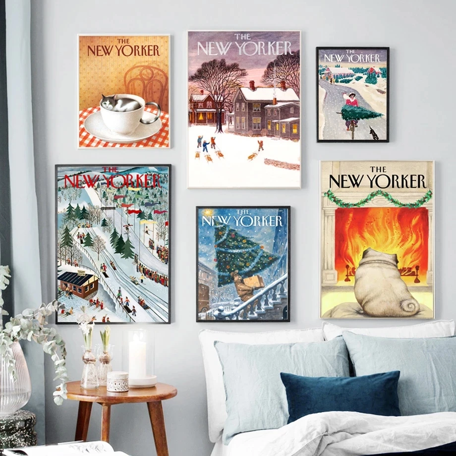Retro Christmas Cat Pug The New Yorker Magazine Wall Art Canvas Painting Posters and Prints Wall Pictures for Living Room Decor
Retro Christmas Cat Pug The New Yorker Magazine Wall Art Canvas Painting Posters and Prints Wall Pictures for Living Room Decor