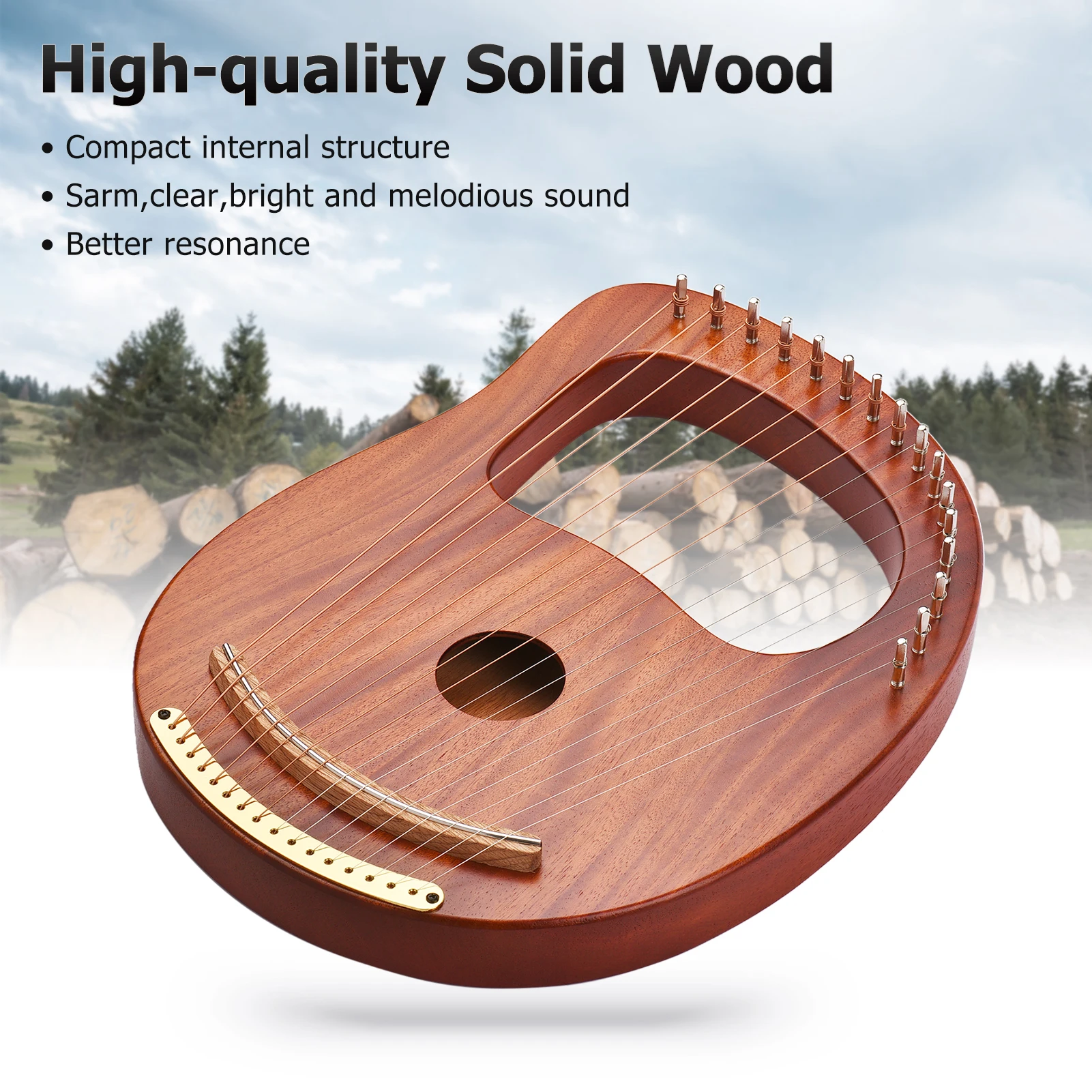 Walter.t WH-16 16-String Wooden Lyre Harp Metal Strings Solid Wood String Instrument with Carry Bag Tuning Wrench Spare Strings
Walter.t WH-16 16-String Wooden Lyre Harp Metal Strings Solid Wood String Instrument with Carry Bag Tuning Wrench Spare Strings