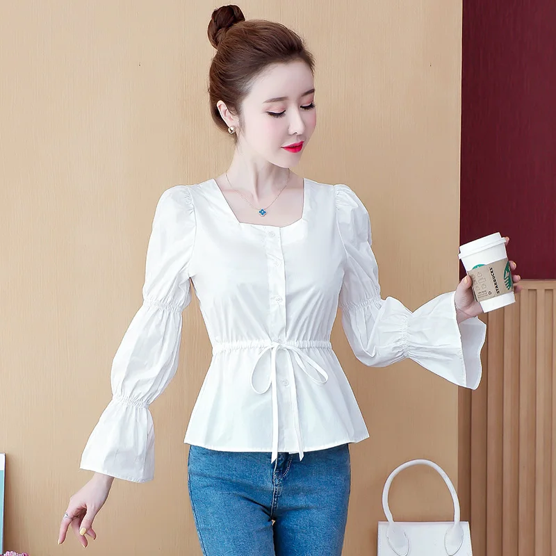Spring Autumn Women's Long-sleeved Square Collar Shirt Korean Loose Drawstring Waist Solid Color Shirt Women's Tops GD527
Spring Autumn Women's Long-sleeved Square Collar Shirt Korean Loose Drawstring Waist Solid Color Shirt Women's Tops GD527