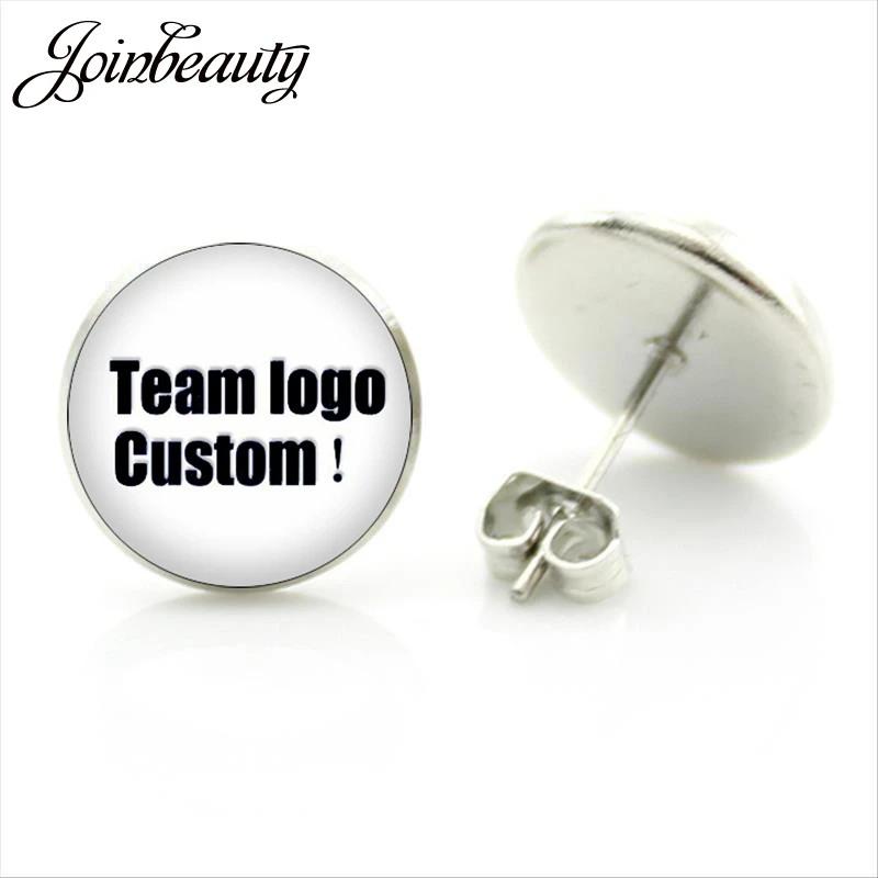 

JOINBEAUTY Charm Custom Team logo Custom Photo Stud Earrings Glass Cabochon Jewelry For Team Souvenir Gift NA01