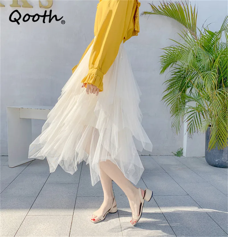 Qooth Solid Irregular Mesh Multi-layer Skirt Mid-Length All Match Sweet Fairy Skirt Elastic High Waist Thin One Size Skirt QT909
Qooth Solid Irregular Mesh Multi-layer Skirt Mid-Length All Match Sweet Fairy Skirt Elastic High Waist Thin One Size Skirt QT909