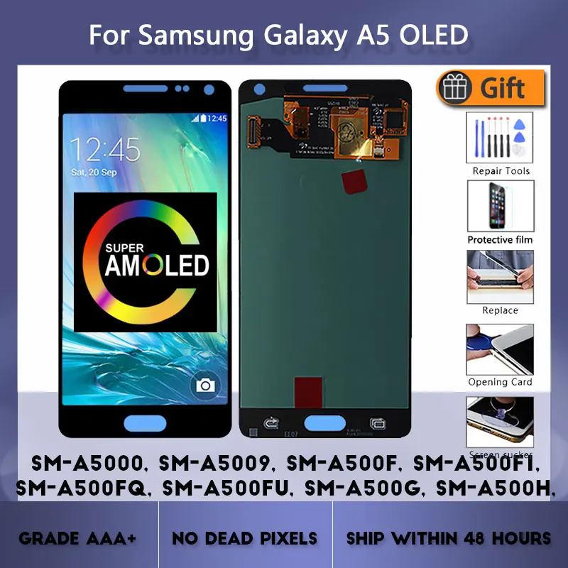 

Original 5.0" Super AMOLED LCD For SAMSUNG Galaxy A5 2014 A500F A500FU A500M OLED Display Touch Screen Digitizer Assembly Tested