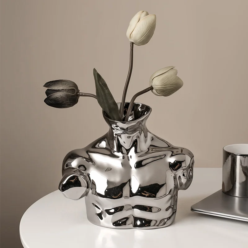 Electroplating Silver Vase Dried Flower Ornaments Man Muscle Ceramic Human Body Vase Arm Sculpture Living Room Home Decoration
Electroplating Silver Vase Dried Flower Ornaments Man Muscle Ceramic Human Body Vase Arm Sculpture Living Room Home Decoration