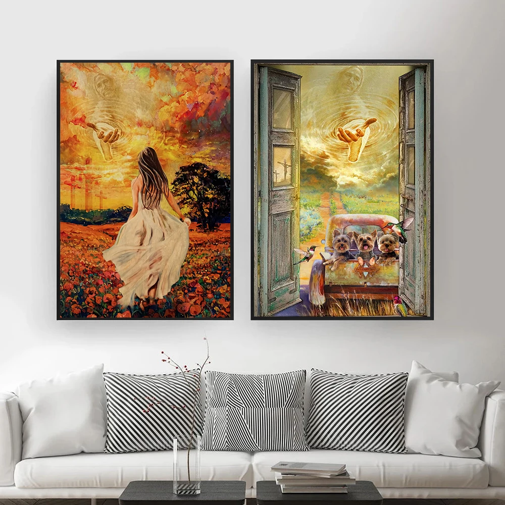 Girl And Jesus Autumn Canvas Poster And Print Decorative Jesus's Hand Wall Art Pictures Painting For Living Room Home Decoration
Girl And Jesus Autumn Canvas Poster And Print Decorative Jesus's Hand Wall Art Pictures Painting For Living Room Home Decoration