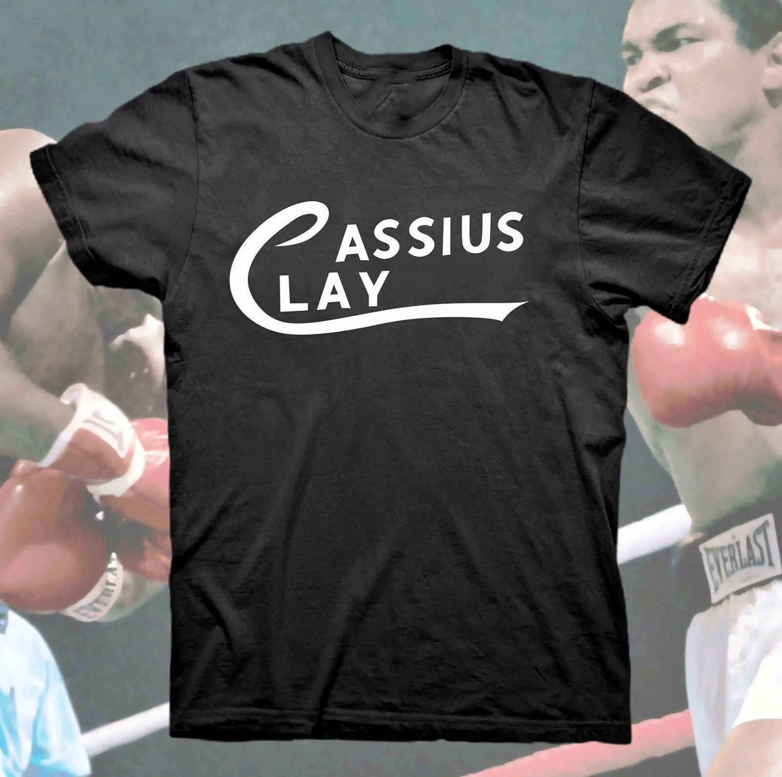 Футболка с Али Cassius глиняный логотип The Greatest Boxinger винтажная Ретро Рип новая