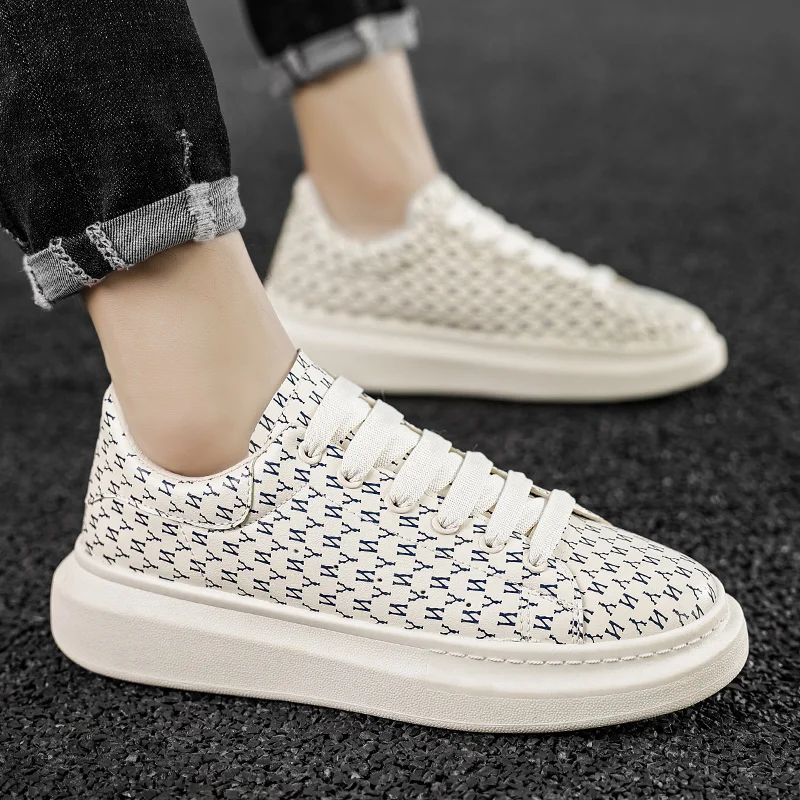 Кроссовки мужские на толстой подошве, повседневная обувь для скейтборда с принтом, уличная Кожаная Обувь На Шнуровке Для Бега
Кроссовки мужские на толстой подошве, повседневная обувь для скейтборда с принтом, уличная Кожаная Обувь На Шнуровке Для Бега