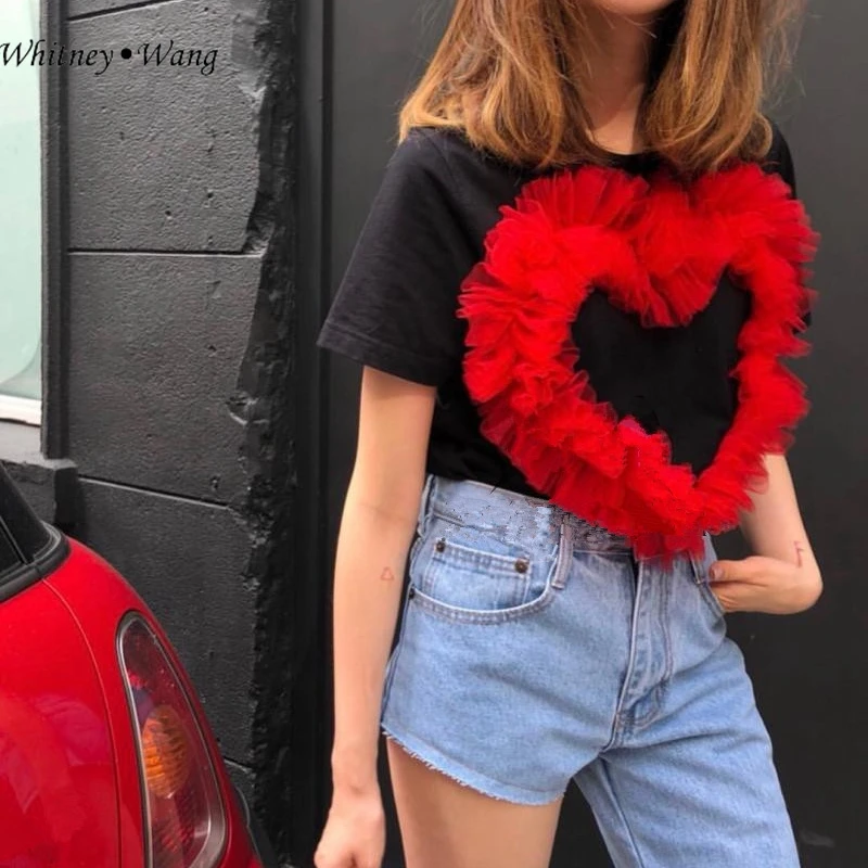 Футболка WHITNEY WANG весна лето 2020 модная уличная одежда милая Сетчатая футболка с