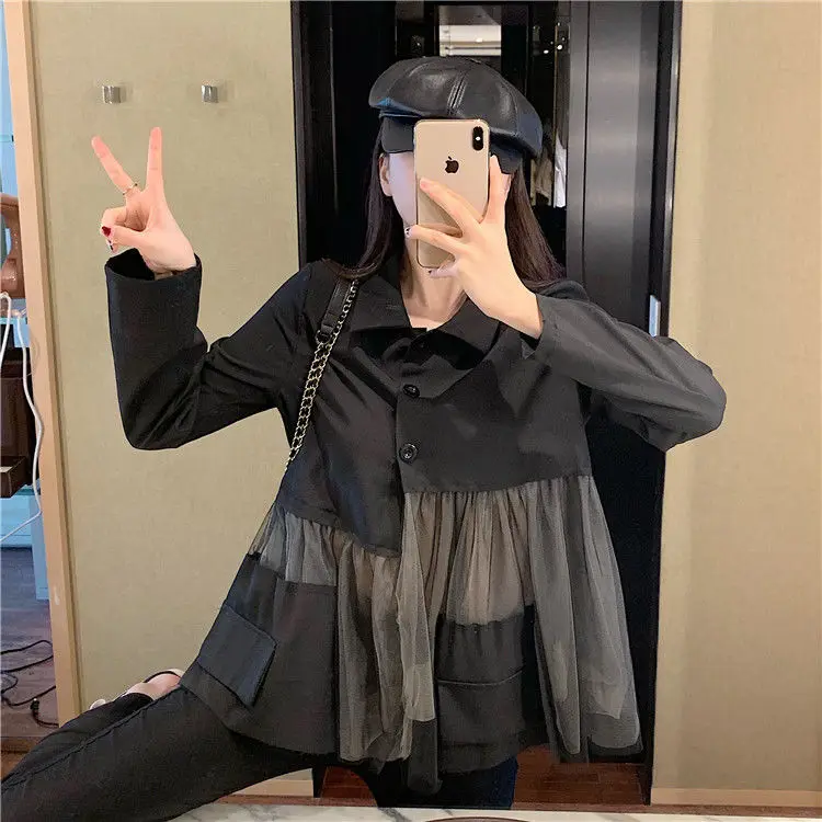 2020 early spring new national style fashionable lace stitching shirt female academic style Joker loose suit jacket tide
2020 early spring new national style fashionable lace stitching shirt female academic style Joker loose suit jacket tide