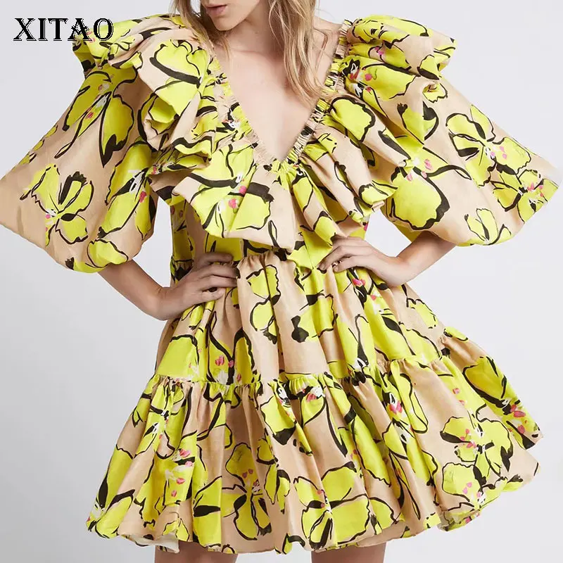 XITAO Solid Color Mini Dress French Vintage Pleated Splicing V-neck Collar Fashion Simplicity Temperament Trendy Women WMD1344
XITAO Solid Color Mini Dress French Vintage Pleated Splicing V-neck Collar Fashion Simplicity Temperament Trendy Women WMD1344