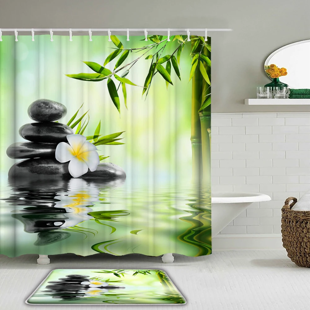 Green Plant Bamboo Zen Stone Bathroom Waterproof Shower Curtains Set Non-slip Mat Rug Toilet Bath Mat Polyester Shower Curtain
Green Plant Bamboo Zen Stone Bathroom Waterproof Shower Curtains Set Non-slip Mat Rug Toilet Bath Mat Polyester Shower Curtain