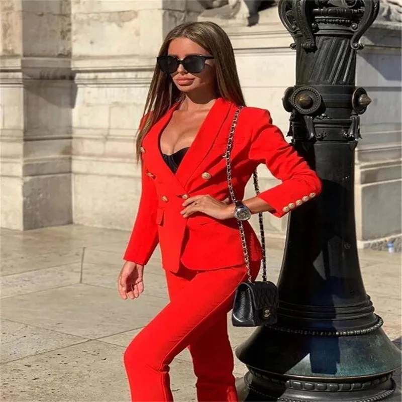 Sexy Red Women Blazer Suits Jacket Fashion Ladies Pantsuit Costumes Womens Suits Blazer with Pants for Party Groom Custom Made
Sexy Red Women Blazer Suits Jacket Fashion Ladies Pantsuit Costumes Womens Suits Blazer with Pants for Party Groom Custom Made