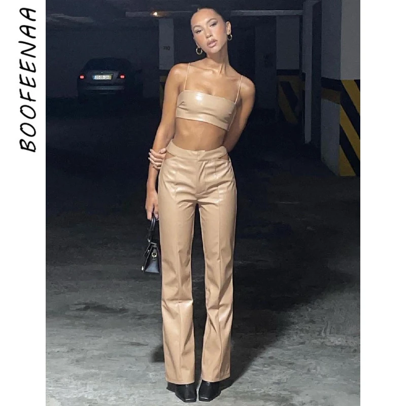 BOOFEENAA PU Leather Fashion Two Piece Set Cut Out Long Pants and Crop Top Matching Sets Sexy Outfits for Woman C97-IZ54
BOOFEENAA PU Leather Fashion Two Piece Set Cut Out Long Pants and Crop Top Matching Sets Sexy Outfits for Woman C97-IZ54