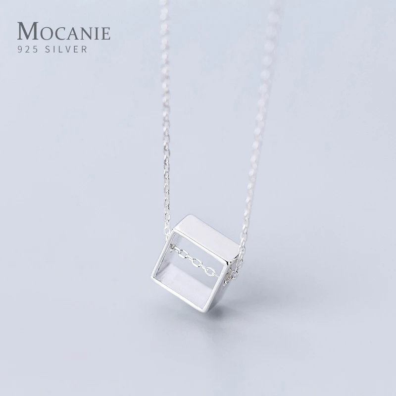 Mocanie Real 925 Sterling Silver Simple Geometric Square Hollow Out Box Pendant Necklace for Women Korea Style Fine Jewelry 
Mocanie Real 925 Sterling Silver Simple Geometric Square Hollow Out Box Pendant Necklace for Women Korea Style Fine Jewelry