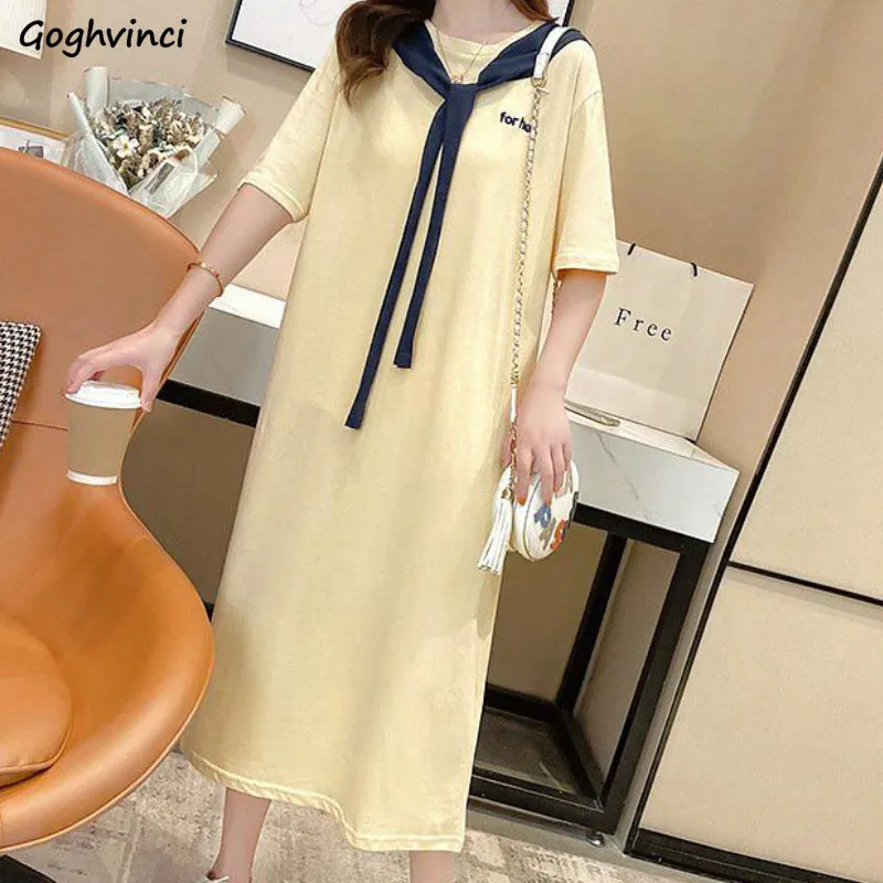 Short Sleeve Dress Letter Patchwork Casual Comfortable Lovely O-neck Fashion Loose Chic Outwear Korean Style All-match Elegant
Short Sleeve Dress Letter Patchwork Casual Comfortable Lovely O-neck Fashion Loose Chic Outwear Korean Style All-match Elegant