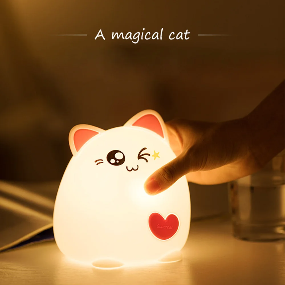 lovely kitten Silicone Touch Sensor LED Night Light For Children Baby Kids remote control LED USB LED Night Lamp Colorful mode
lovely kitten Silicone Touch Sensor LED Night Light For Children Baby Kids remote control LED USB LED Night Lamp Colorful mode