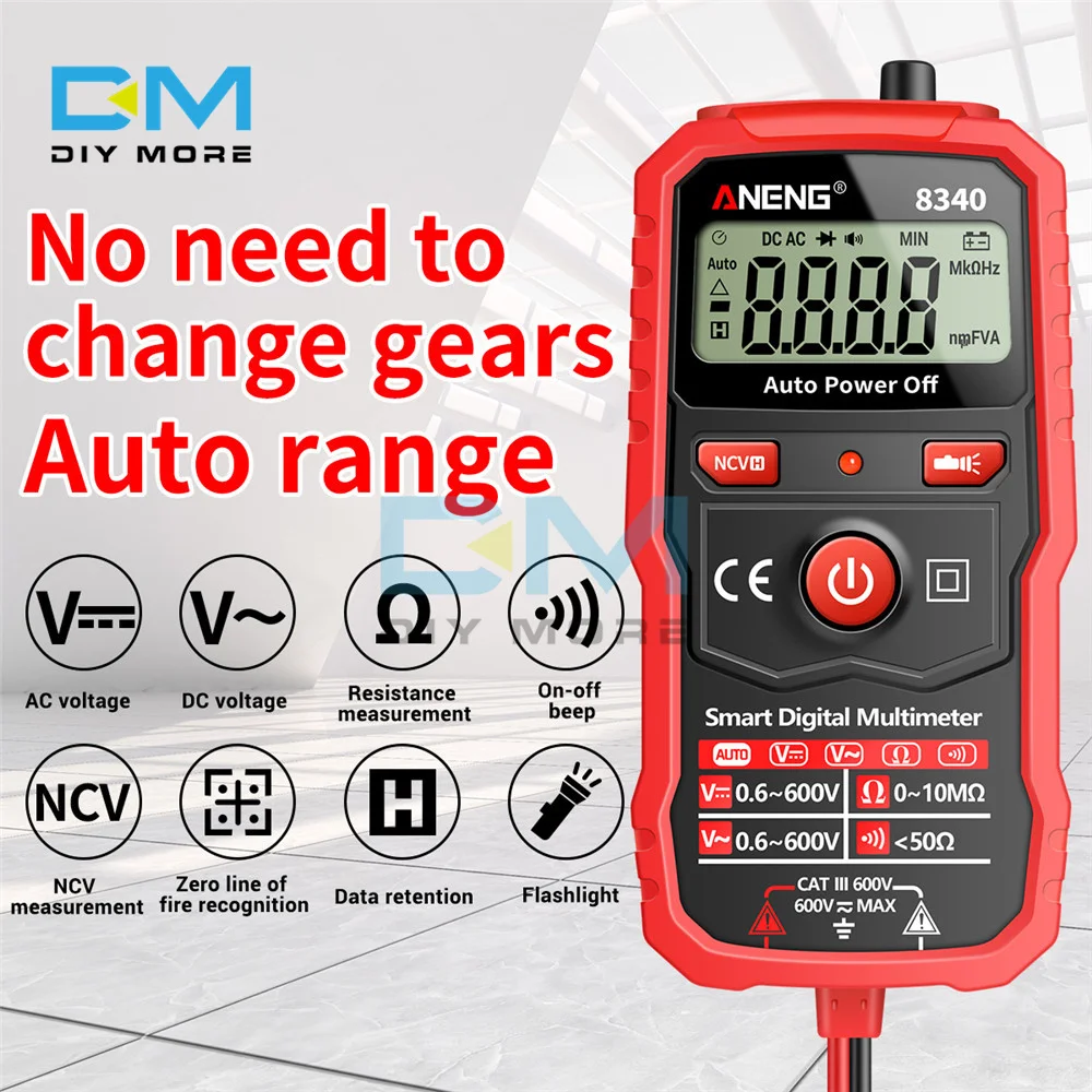 ANENG 8340 Digital Multimeter Voltmeter 1999 Counts AC Voltage Resistance NCV Tester for Counting Household Circuit Maintenance
ANENG 8340 Digital Multimeter Voltmeter 1999 Counts AC Voltage Resistance NCV Tester for Counting Household Circuit Maintenance