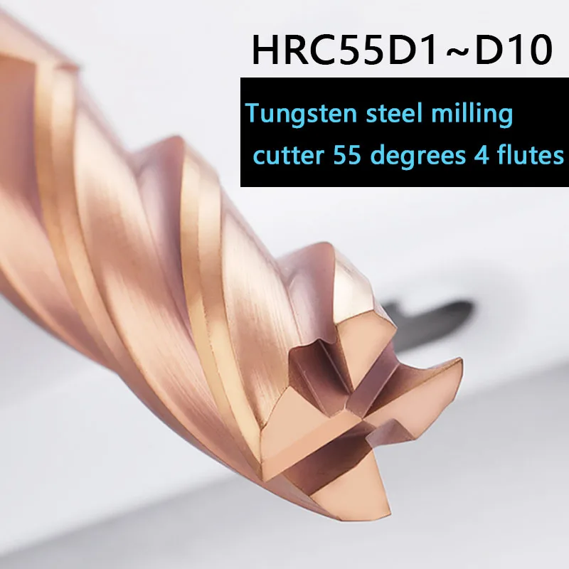 

Tungsten steel cutting HRC55°D1 / D2 / D3 / D4 / D5 / D6 four-blade straight steel handle flat head cleaning Cnc mm end al