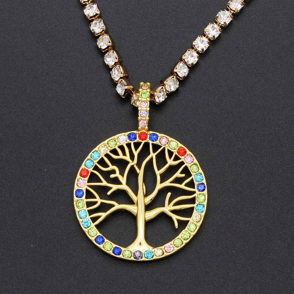 Pendant necklace tree of life gold silver rainbow color rhinestone zinc alloy women charm classic jewelry with tennis link chain
Pendant necklace tree of life gold silver rainbow color rhinestone zinc alloy women charm classic jewelry with tennis link chain