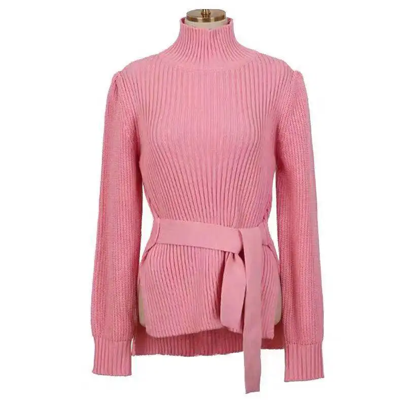 Elegant Sweater Women Fashion Autumn Winter Korean Temperament Tie Waist High Collar Slim Bottoming Pullover Ladies Tops
Elegant Sweater Women Fashion Autumn Winter Korean Temperament Tie Waist High Collar Slim Bottoming Pullover Ladies Tops