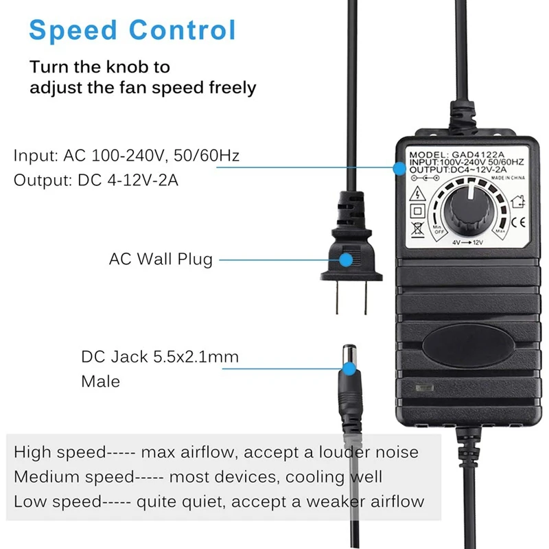High Airflow 2X12cm Fan DC 12V Power Supply Fan with AC 110V-240V Speed Control,Bitcoin Mining Machine Radiator US Plug
High Airflow 2X12cm Fan DC 12V Power Supply Fan with AC 110V-240V Speed Control,Bitcoin Mining Machine Radiator US Plug