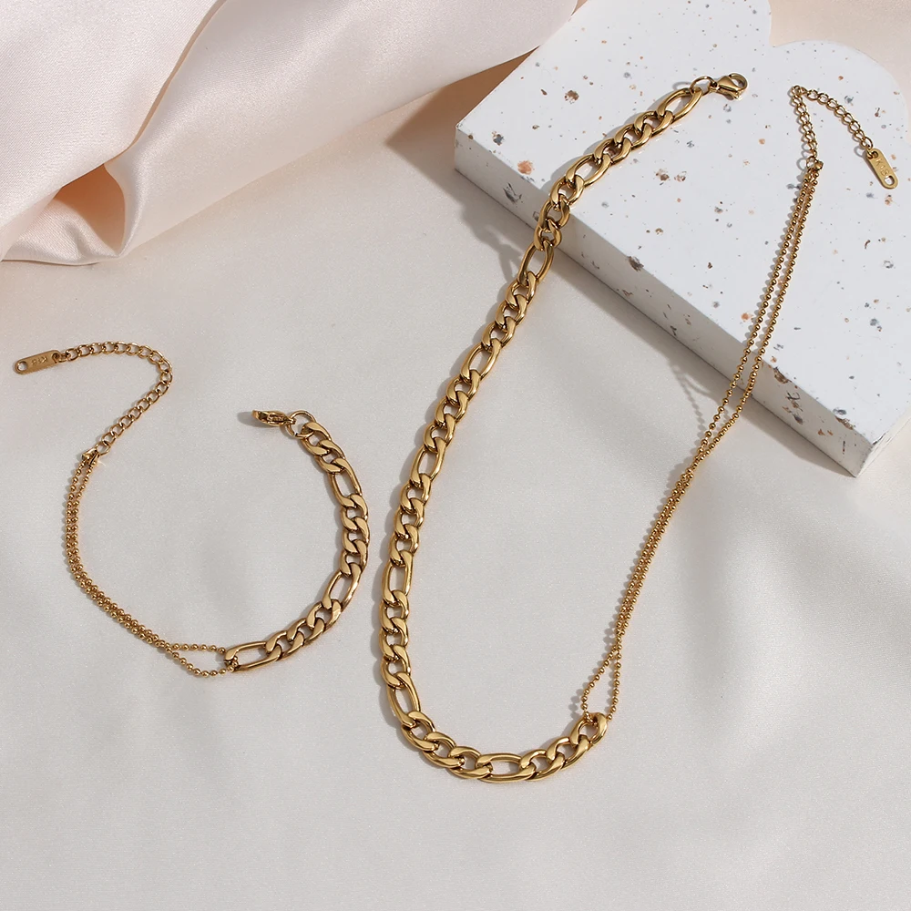 Luxury Desinger Figaro Beads Chain Patchwork Choker Necklace for Girl Stainless Steel 18k Gold Chains Necklaces for Women
Luxury Desinger Figaro Beads Chain Patchwork Choker Necklace for Girl Stainless Steel 18k Gold Chains Necklaces for Women