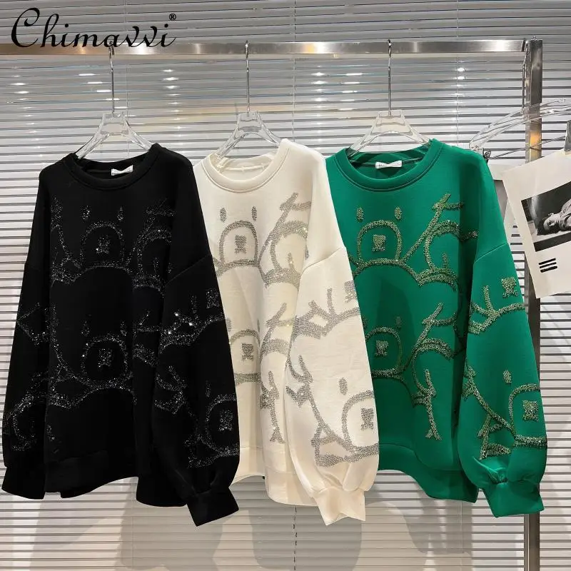 2021 Winter Fashion Cartoon Bear Pattern Sweatshirts Women Heavy Rhinestone Hot Drilling Space Cotton Loose Thick Hoodies Tops
2021 Winter Fashion Cartoon Bear Pattern Sweatshirts Women Heavy Rhinestone Hot Drilling Space Cotton Loose Thick Hoodies Tops