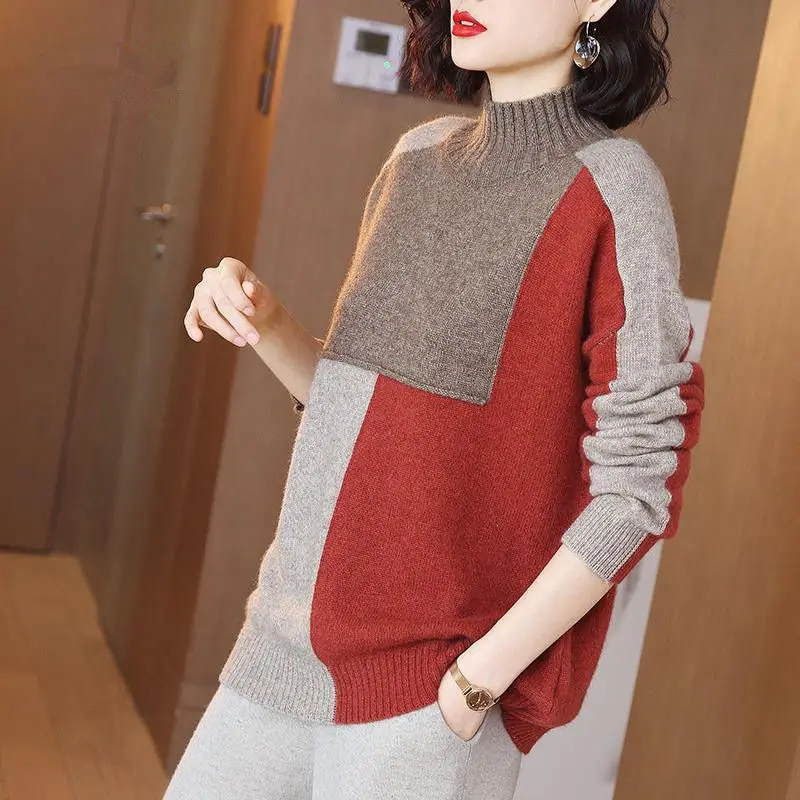 Mock Neck Loose Knit Sweater Female Long Sleeve Short Pullovers Sweater Women Pull Femme 2023 Spring Autumn Jumper Top J39
Mock Neck Loose Knit Sweater Female Long Sleeve Short Pullovers Sweater Women Pull Femme 2023 Spring Autumn Jumper Top J39