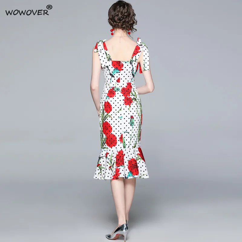2021 Women Fashion Runway Designers Summer Dot Print Strap Trumpet Dress Holiday Casual Robe Femme Midi Party Vestidos
2021 Women Fashion Runway Designers Summer Dot Print Strap Trumpet Dress Holiday Casual Robe Femme Midi Party Vestidos