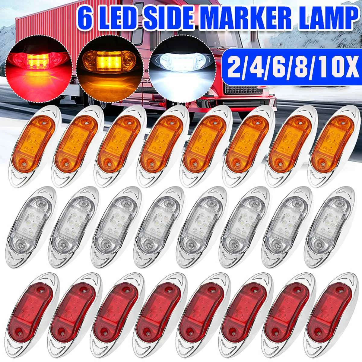 10pcs 24V Car Truck LED Side Marker Light 6 LEDs Clearance Lamp Signal Indicator Lamp External Tail Light
10pcs 24V Car Truck LED Side Marker Light 6 LEDs Clearance Lamp Signal Indicator Lamp External Tail Light