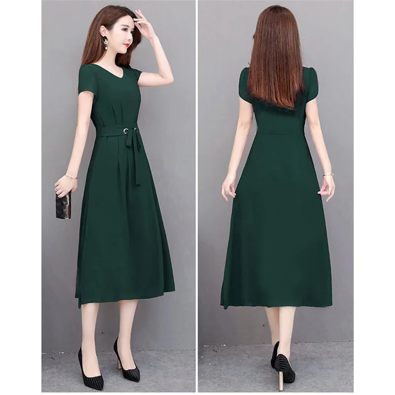 Summer Green Dress Women New Black Red Wine Short Sleeve Plus Size 5XL Fashionable Round Neck Thin Chiffon Dress Vestido GH196
Summer Green Dress Women New Black Red Wine Short Sleeve Plus Size 5XL Fashionable Round Neck Thin Chiffon Dress Vestido GH196