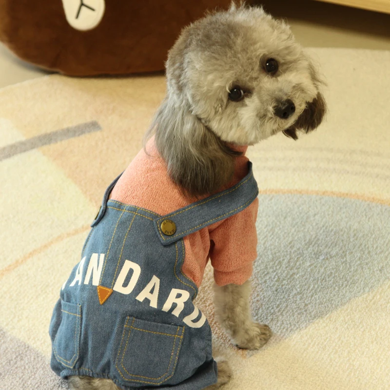 Autumn and Winter Printed Letter Denim Overall Pet Clothes Spring and Autumn Four-legged Pet Clothing Teddy Dog Clothes
Autumn and Winter Printed Letter Denim Overall Pet Clothes Spring and Autumn Four-legged Pet Clothing Teddy Dog Clothes