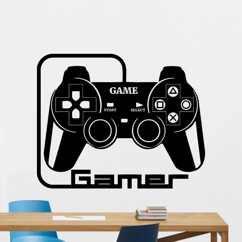 Game Handle Wall Sticker Video Play Room Decal Gaming Gamer Vinyl Decals Decor Mural Car | Дом и сад