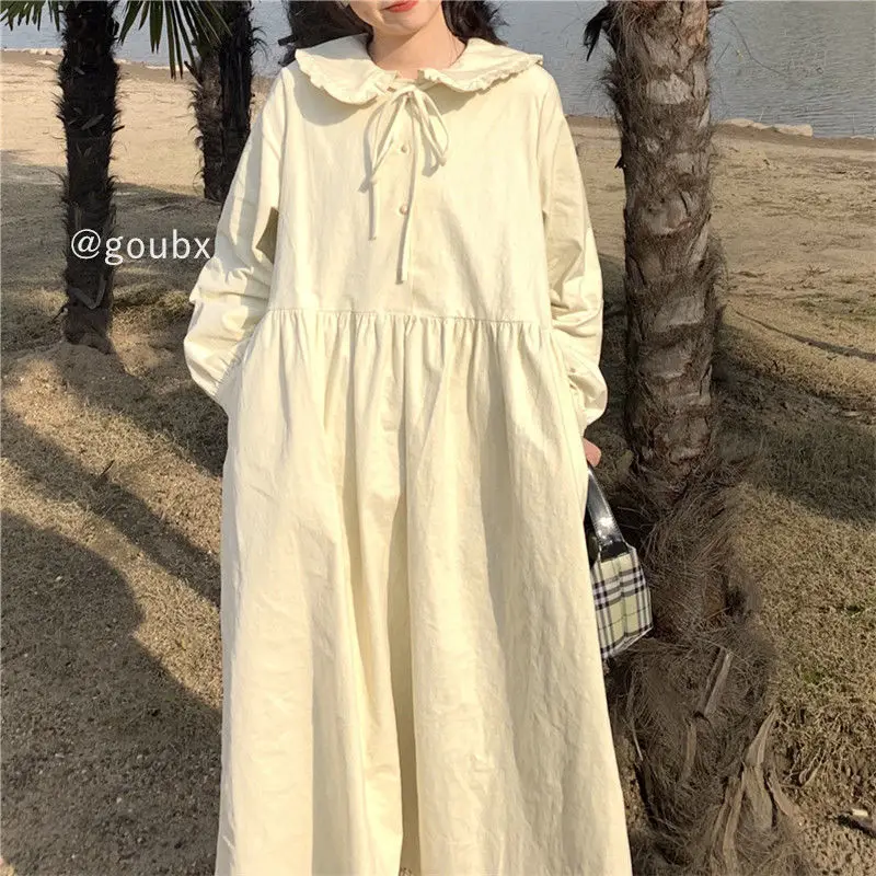 Dresses Women Long Sleeve Vintage Japan Preppy Style Collar Loose Lace Up Womens New Casual Cute Sweet Dress
Dresses Women Long Sleeve Vintage Japan Preppy Style Collar Loose Lace Up Womens New Casual Cute Sweet Dress