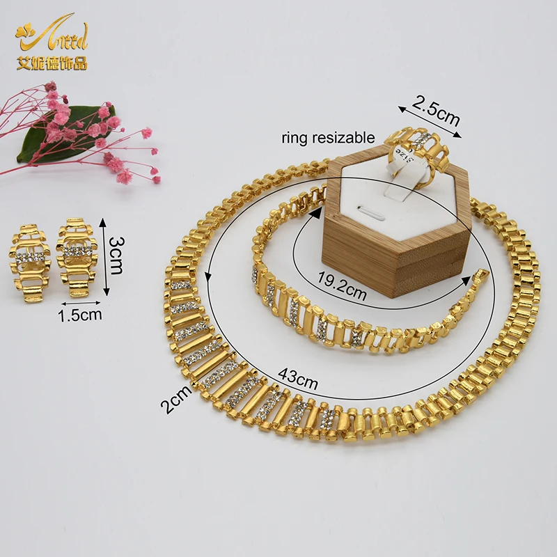New Indian Earrings Necklace Sets For Women Jewelery Set Rings African Wedding Accessories Bride Bracelet Golden Bridesmaid Gift
New Indian Earrings Necklace Sets For Women Jewelery Set Rings African Wedding Accessories Bride Bracelet Golden Bridesmaid Gift