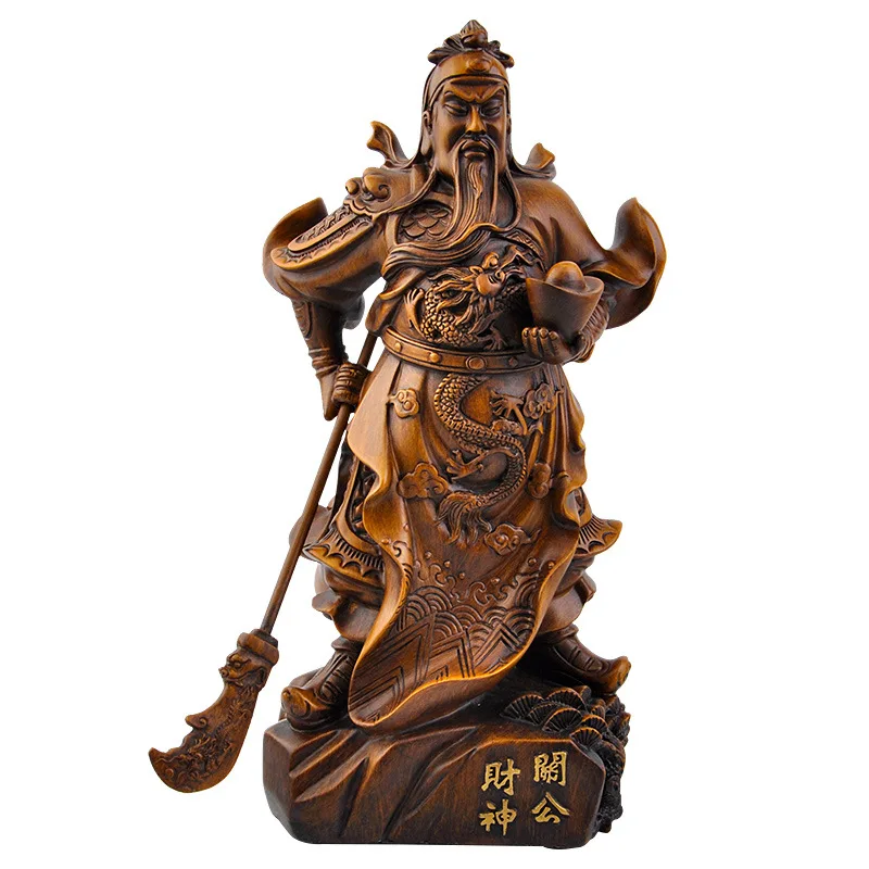 

Статуя Гуань гонг, статуя бога богатства, имитация дерева, китайская статуя Будды удачи для дома, гостиной, лофта, офиса, статуя 38 см