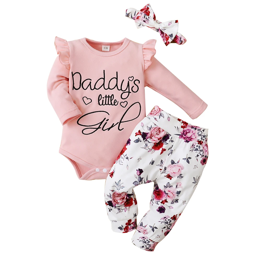 Newborn Baby Girls Fashion Round Neck Ruffle Romper Pant Handband Cotton Autumn Long Sleeve Floral Print Embroidered 3Pcs Set
Newborn Baby Girls Fashion Round Neck Ruffle Romper Pant Handband Cotton Autumn Long Sleeve Floral Print Embroidered 3Pcs Set