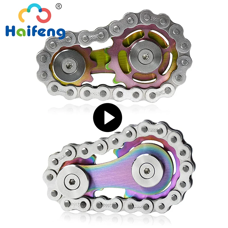 

Bike Chain Fidget Spinner Toys Spiner Metal AntiStress Sprockets Flywheel Fingertip Gyro Chains Spinning Hand Toys EDC For Adult