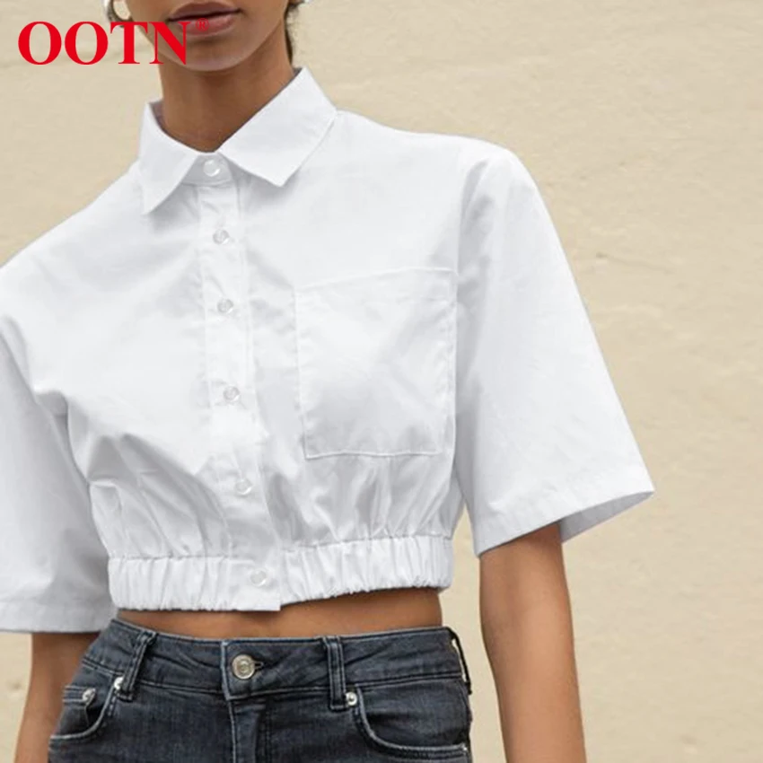 OOTN Casual White Shirt Tunic Female Short Sleeve Crop Top Summer Office Lady Pocket Cotton Women Tops And Blouses Elastic Waist
OOTN Casual White Shirt Tunic Female Short Sleeve Crop Top Summer Office Lady Pocket Cotton Women Tops And Blouses Elastic Waist