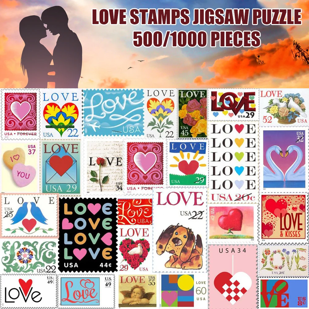 HOT Love Stamps Jigsaw Puzzle 500/1000 Pieces Brain Exercise Puzzle Game for Couple Easy to Collect In Stock
HOT Love Stamps Jigsaw Puzzle 500/1000 Pieces Brain Exercise Puzzle Game for Couple Easy to Collect In Stock