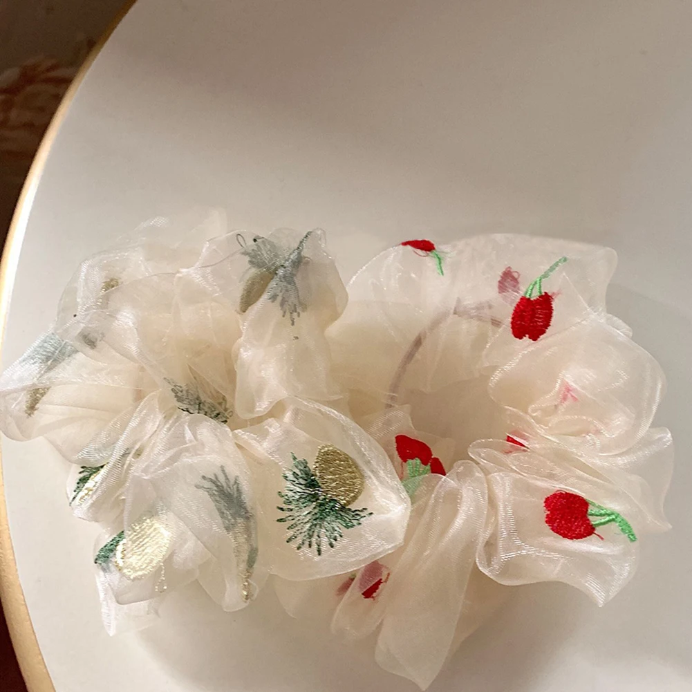 Fashion Pineapple Cherry Embroidery Scrunchie Mesh Elastic Hair Ties For Women Summer Girls Hair Band Elegant Hair Accessories
Fashion Pineapple Cherry Embroidery Scrunchie Mesh Elastic Hair Ties For Women Summer Girls Hair Band Elegant Hair Accessories