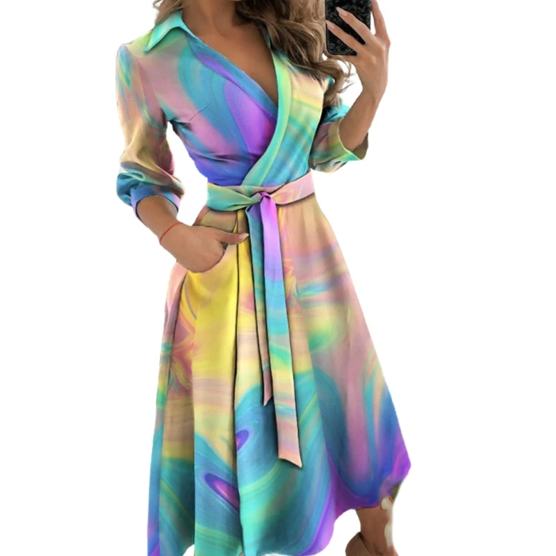 Womens Summer 3/4 Puff Sleeve Sexy Lapel Deep V-Neck Long Dress Polka Dot Letters Print Belted High Waist Pleated Flowy 649D
Womens Summer 3/4 Puff Sleeve Sexy Lapel Deep V-Neck Long Dress Polka Dot Letters Print Belted High Waist Pleated Flowy 649D